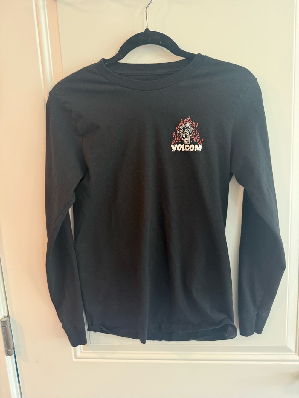 Volcom Black Long Sleeve Tee with Flame Logo